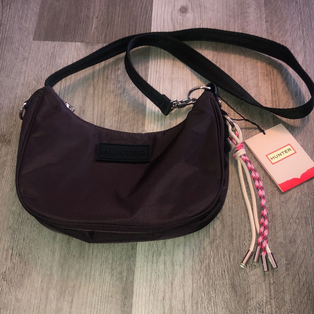 Hunter Brown Nylon Loop Back Crossbody Shoulder Bag Tassel Bag Charm NWT